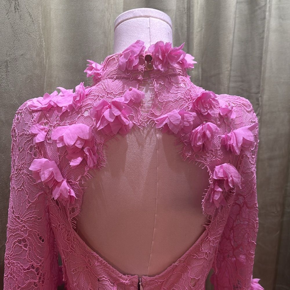 Karen Millen pink lace appliqué mini dress, US6 - Picture 14 of 16